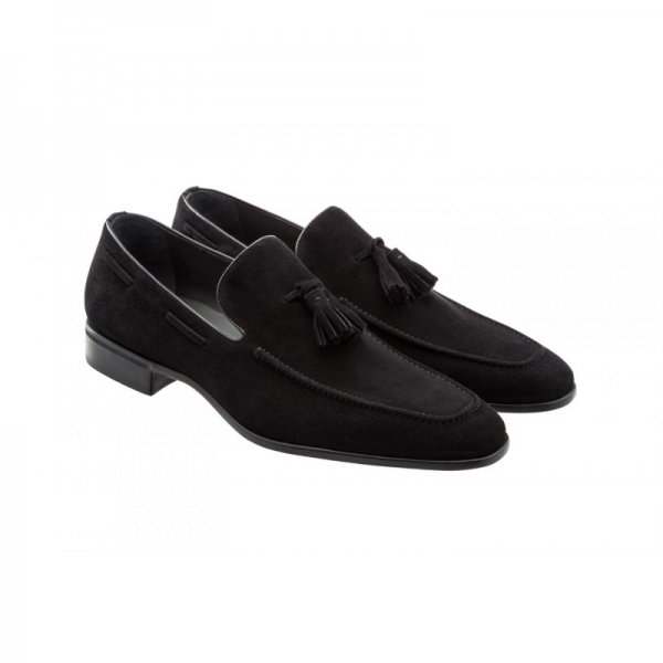 Moreschi Newport Suede Tassel Loafers Black (Special Order)