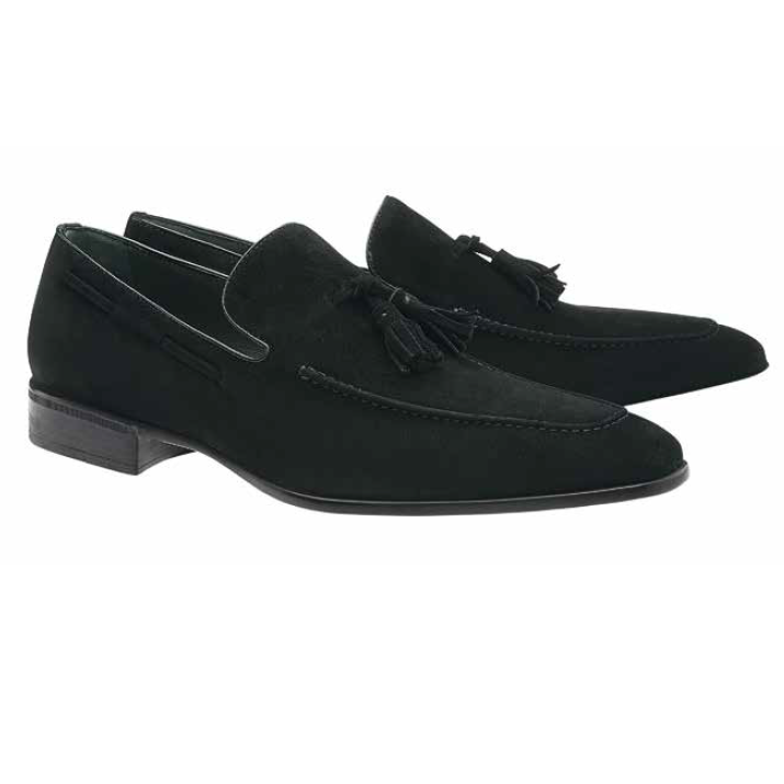 Moreschi Newport Suede Tassel Loafers Black