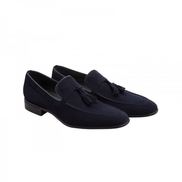 Moreschi Newport Suede Tassel Loafers Navy (Special Order)