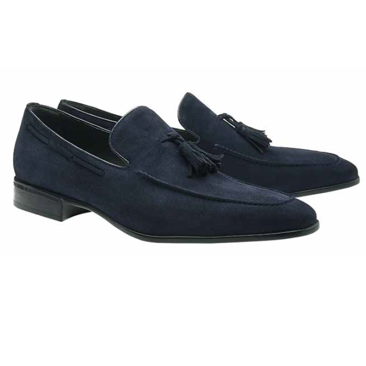 Moreschi Newport Suede Tassel Loafers Navy