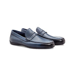 Moreschi Panama Deerskin Driving Loafers Blue