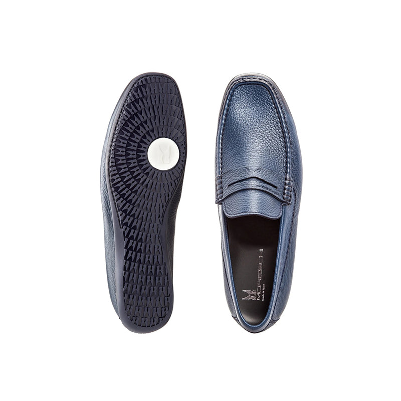 Moreschi Panama Deerskin Driving Loafers Blue