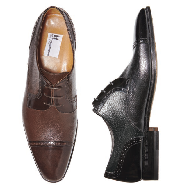 Moreschi Riga Calfskin & Grained Calfskin Cap Toe Oxfords 