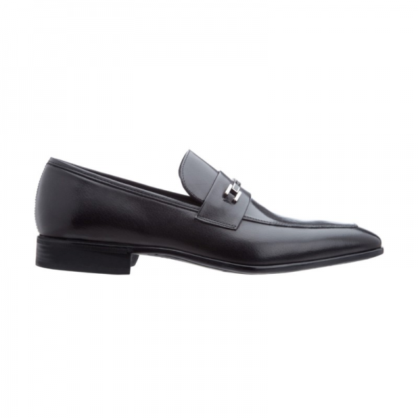 Moreschi Santiago Apron Toe Bit Loafers Black