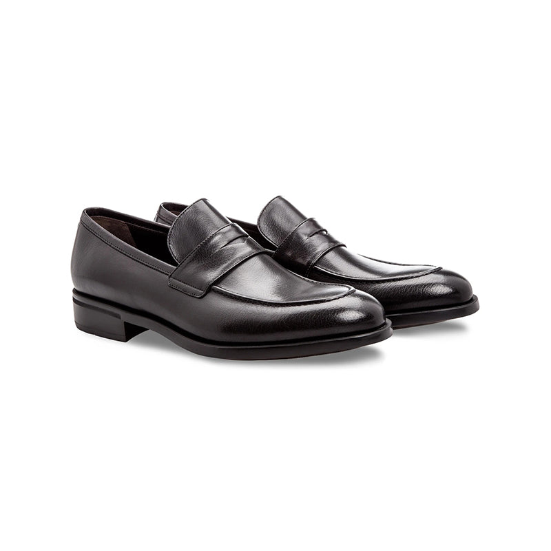 Moreschi Sligo Buffalo Penny Loafers Black