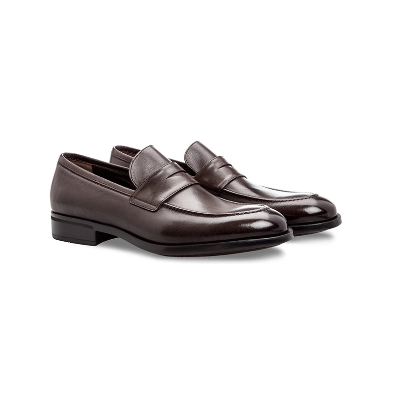 Moreschi Sligo Buffalo Penny Loafers Dark Brown