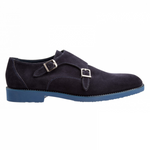 Moreschi 042126A Suede Double Monk Strap Shoes Dark Blue (SPECIAL ORDER)