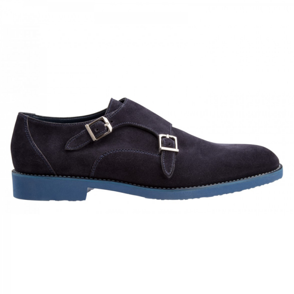 Moreschi 042126A Suede Double Monk Strap Shoes Dark Blue (SPECIAL ORDER)