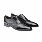 Moreschi Tallin Calfskin & Grained Calfskin Wingtip Oxfords Black