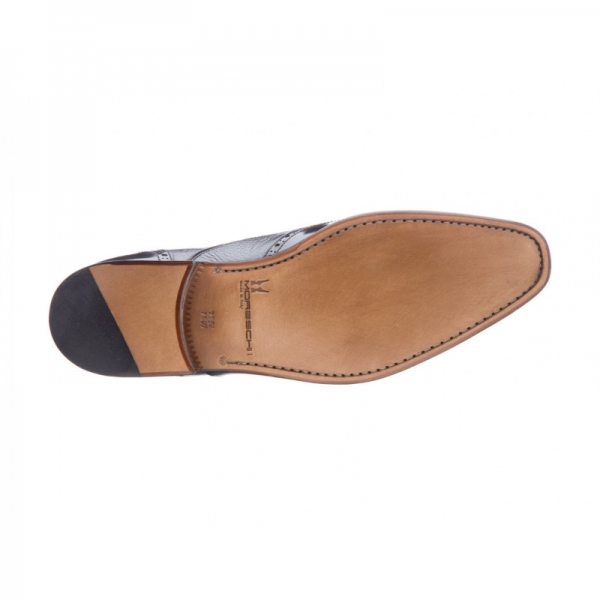 Moreschi Tallin Calfskin & Grained Calfskin Wingtip Oxfords Black
