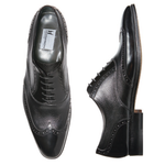 Moreschi Tallin Calfskin & Grained Calfskin Wingtip Oxfords Black