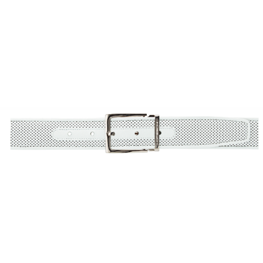 Moreschi Tobago Perforated Lambskin Belt White