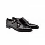 Moreschi Toronto Double Monk Strap Cap Toe Shoes Black