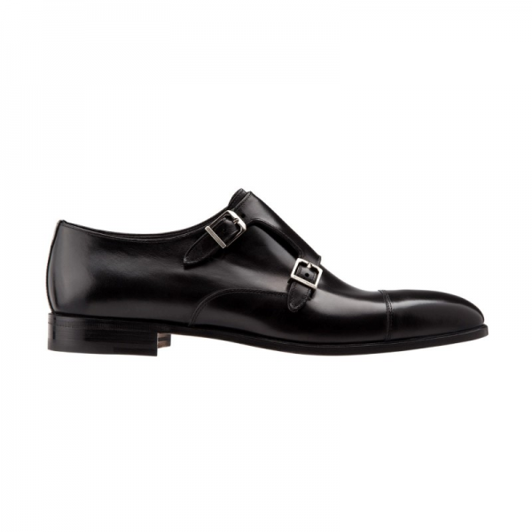 Moreschi Toronto Double Monk Strap Cap Toe Shoes Black