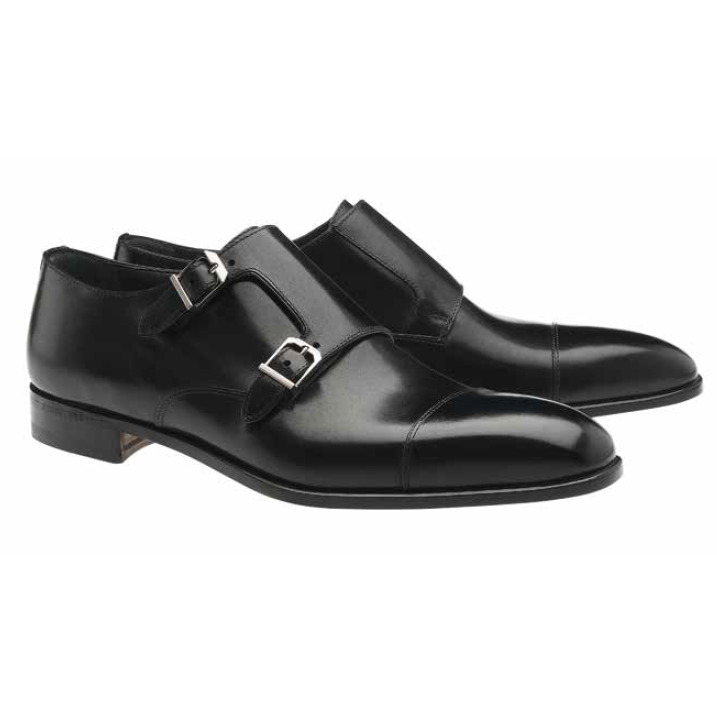 Moreschi Toronto Double Monk Strap Cap Toe Shoes Black