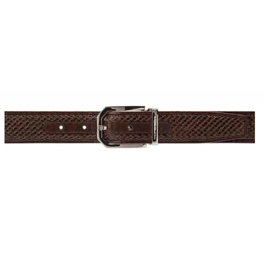 Moreschi Trinidad Woven Calfskin Belt Brown