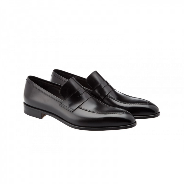 Moreschi Vancouver Apron Toe Penny Loafers Black
