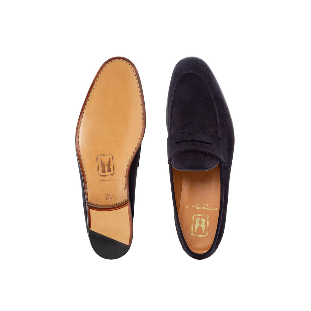 Moreschi Vigo Slip-on Penny Loafers Navy Blue