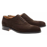 Moreschi Windsor Suede Goodyear Welted Wingtip Brogues Dark Brown