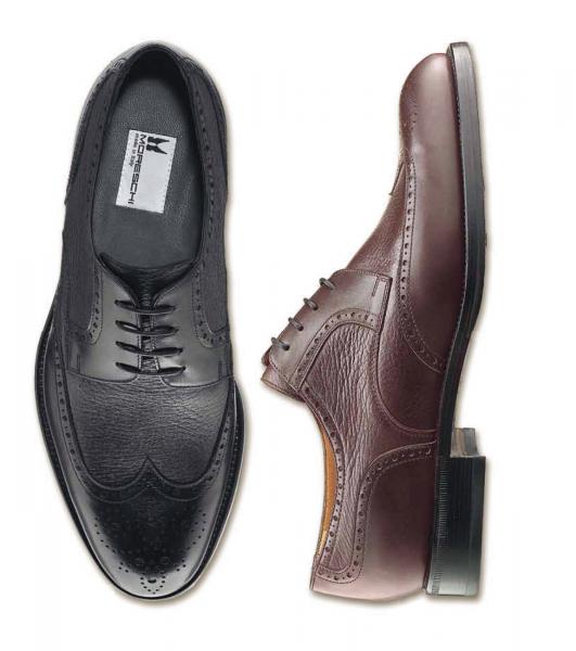 Moreschi Bergen Deerskin Wing Tip Wide Width - Black
