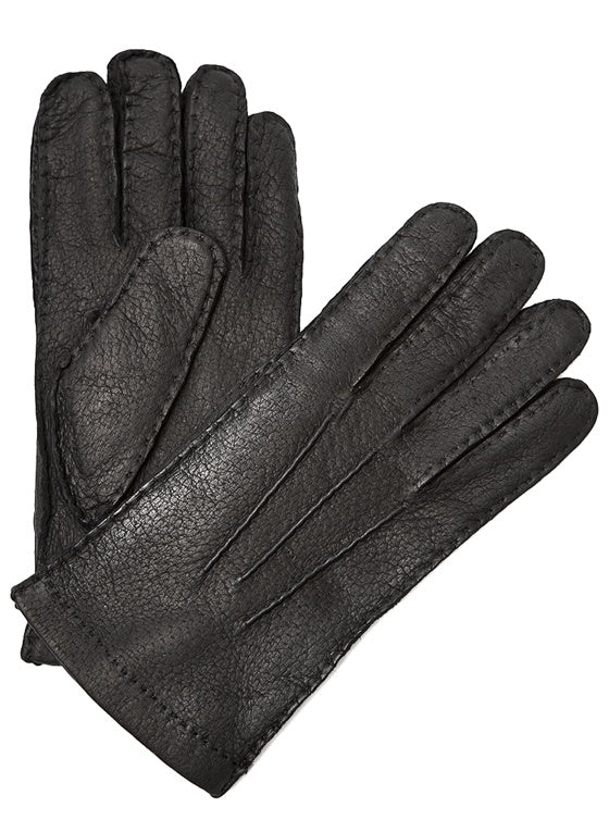 Moreschi Vail Genuine Peccary & Cashmere Gloves Black