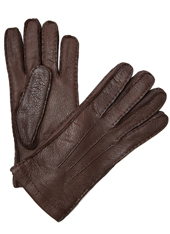 Moreschi Vail Genuine Peccary & Cashmere Gloves Brown