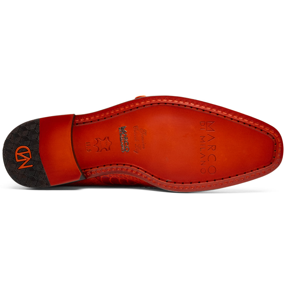 Marco Di Milano Napoli Ostrich Leg Double Monk Strap Rustic Orange