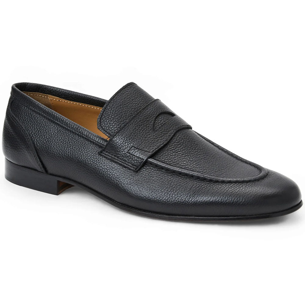 Bruno Magli Nathan Italian Tumbled Leather Penny Loafer Black