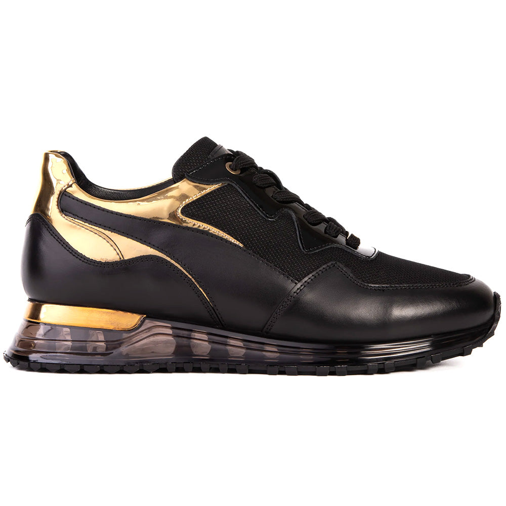 Vinci Leather The Rialto Patent Leather Sneaker Black / Gold