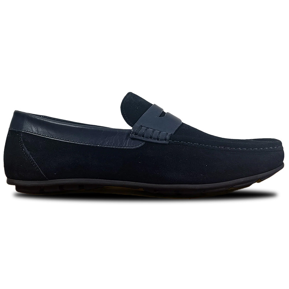 Calzoleria Toscana Zula Velour / Suede Penny Driving Loafer Navy
