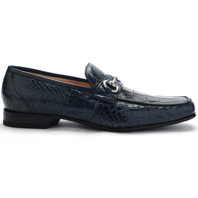 Caporicci 9872 Genuine Alligator Bit Loafers Navy