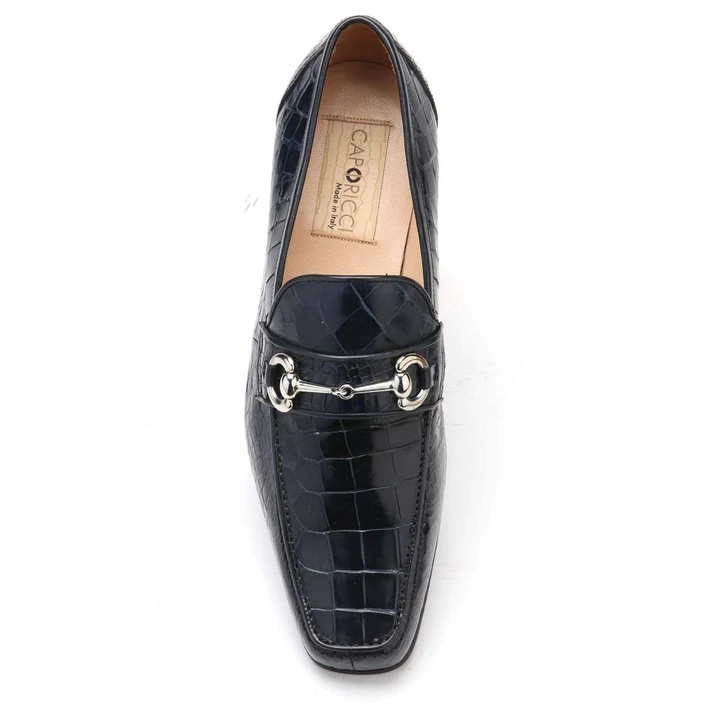 Caporicci 9872 Alligator Bit Loafers Navy
