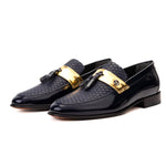 Vinci Leather The Imperial Leather Dress Shoe Navy Blue & Gold