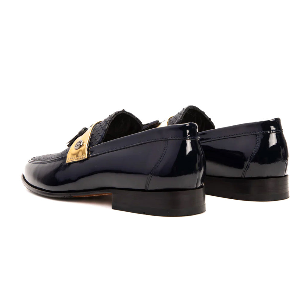 Vinci Leather The Imperial Leather Dress Shoe Navy Blue & Gold