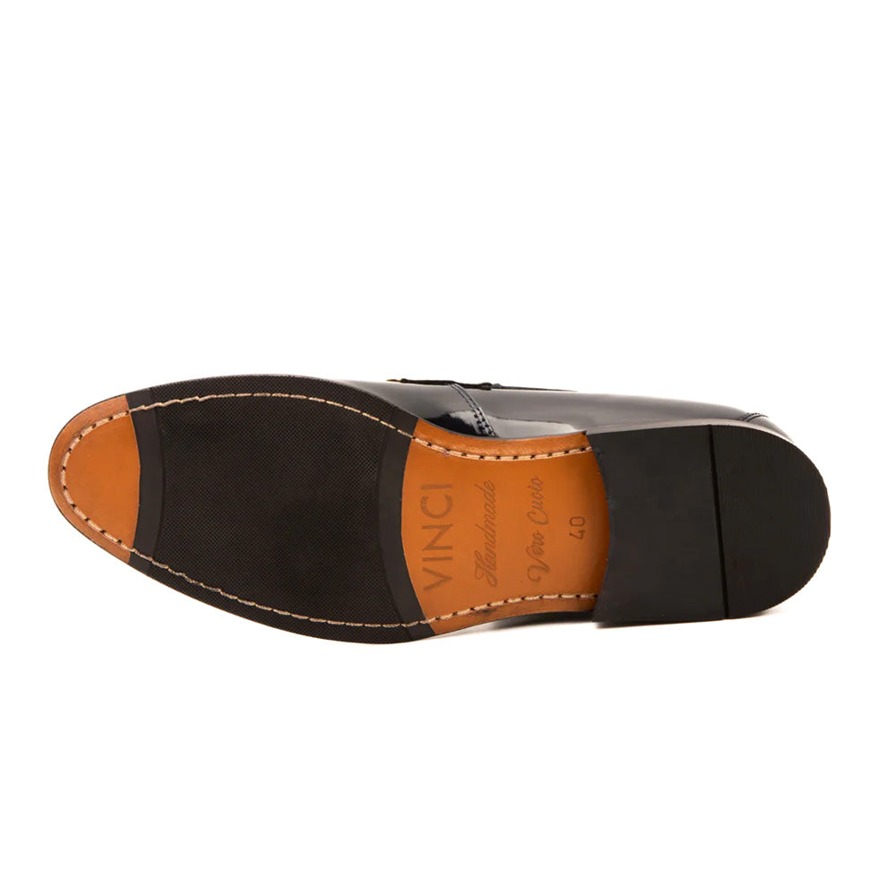 Vinci Leather The Imperial Leather Dress Shoe Navy Blue & Gold