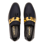 Vinci Leather The Imperial Leather Dress Shoe Navy Blue & Gold