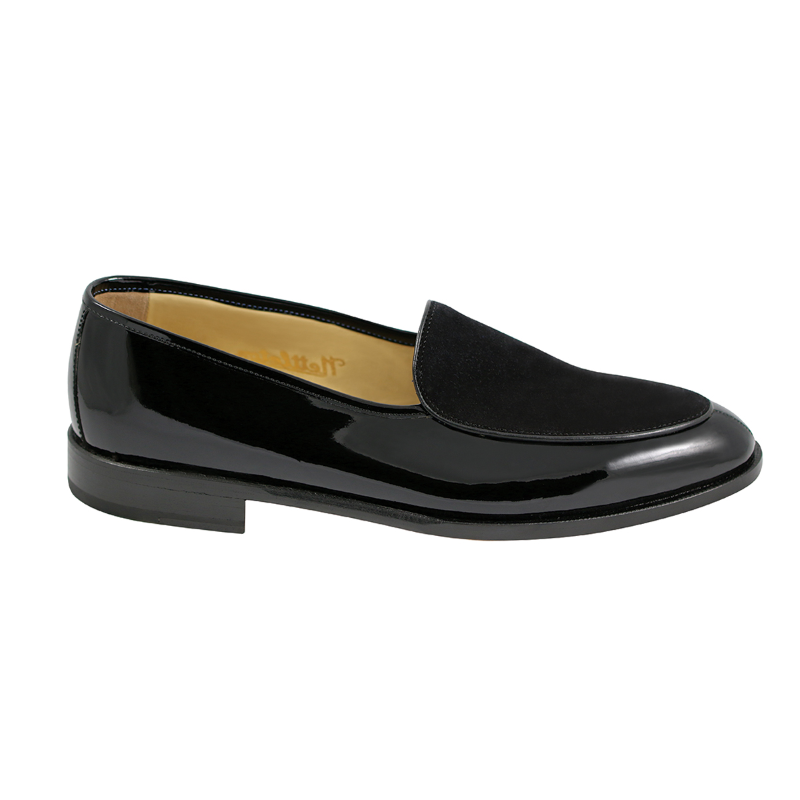 Nettleton 'After Hours' Patent Leather & Suede Goodyear Welted Loafers Black