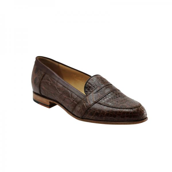Nettleton Houston Genuine Crocodile Penny Loafers Black (Special Order)