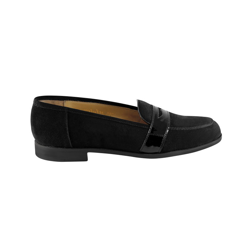 Nettleton New Orleans Suede / Patent Penny Loafers Black