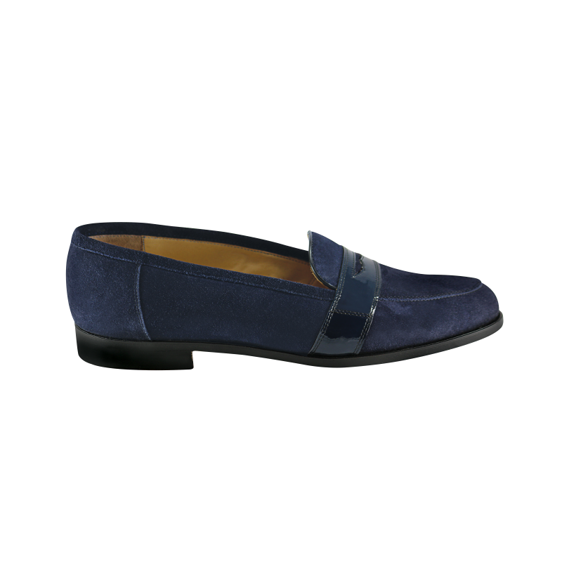 Nettleton New Orleans Suede / Patent Penny Loafers Blue