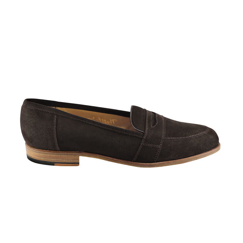 Nettleton New Orleans Suede Penny Loafers Chocolate Brown