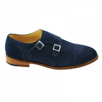 Nettleton Sarasota Suede Double Monk Strap Goodyear Welted Shoes Blue