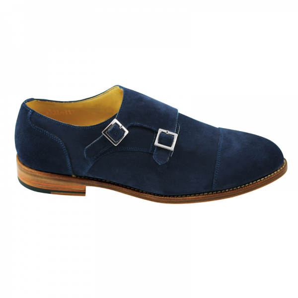 Nettleton Sarasota Suede Double Monk Strap Goodyear Welted Shoes Blue
