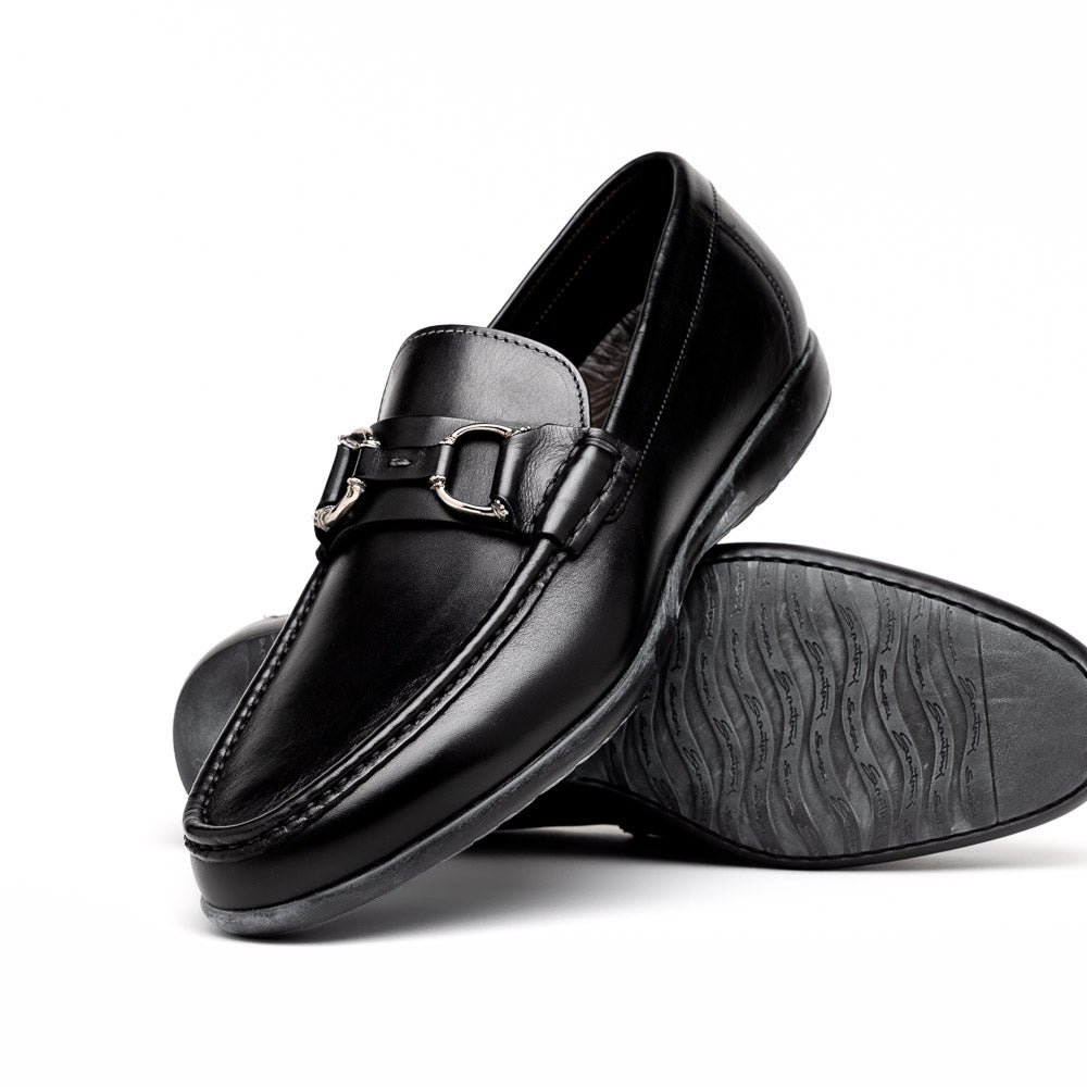 Santoni Buckle Loafers Black