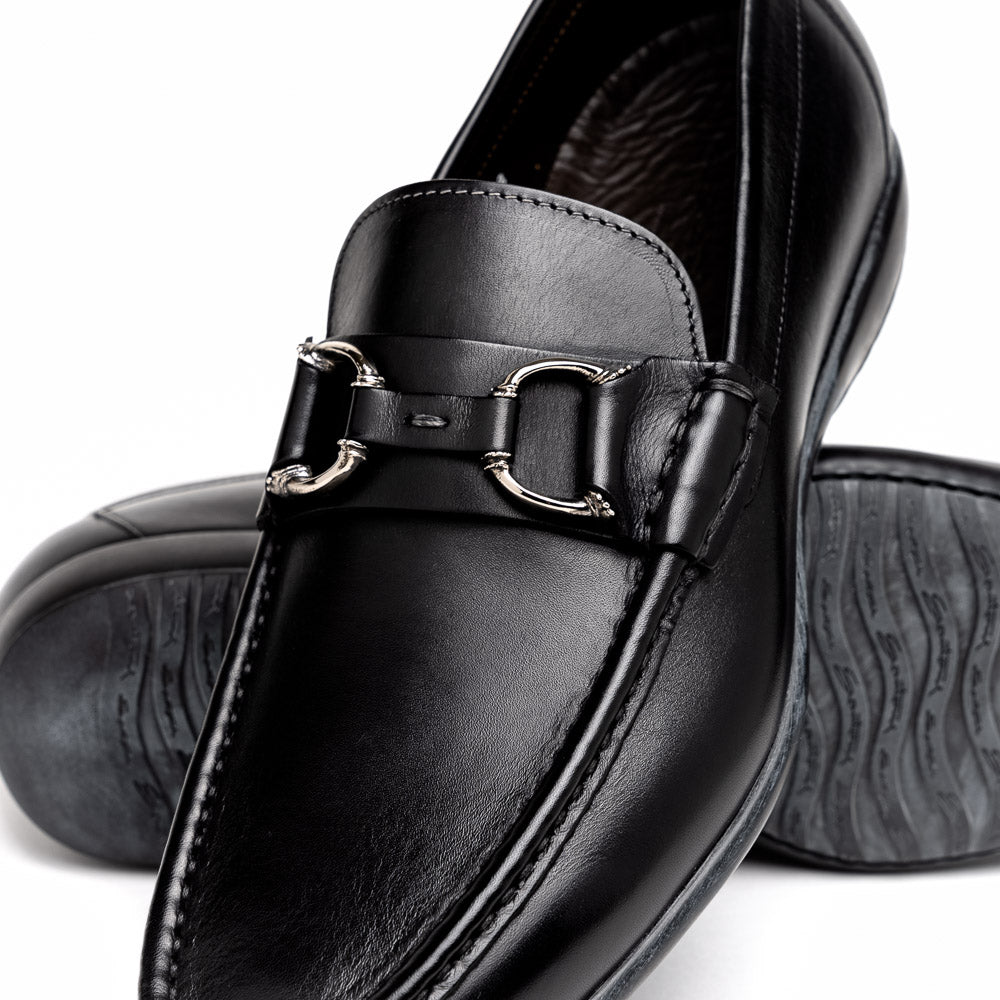 Santoni Buckle Loafers Black