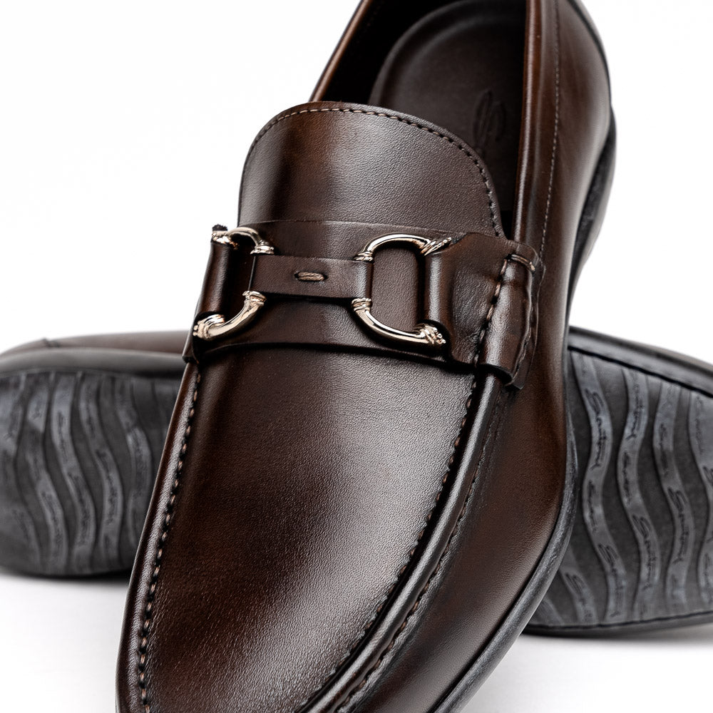 Santoni  Buckle Loafers Dark Brown
