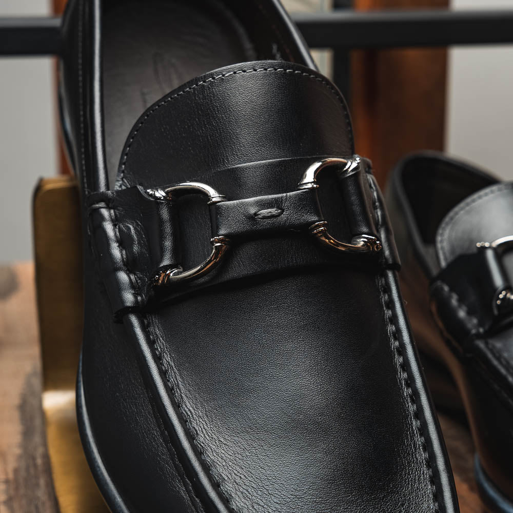 Santoni Buckle Loafers Black
