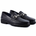 Corrente Pebble Grain Bit Loafer Black