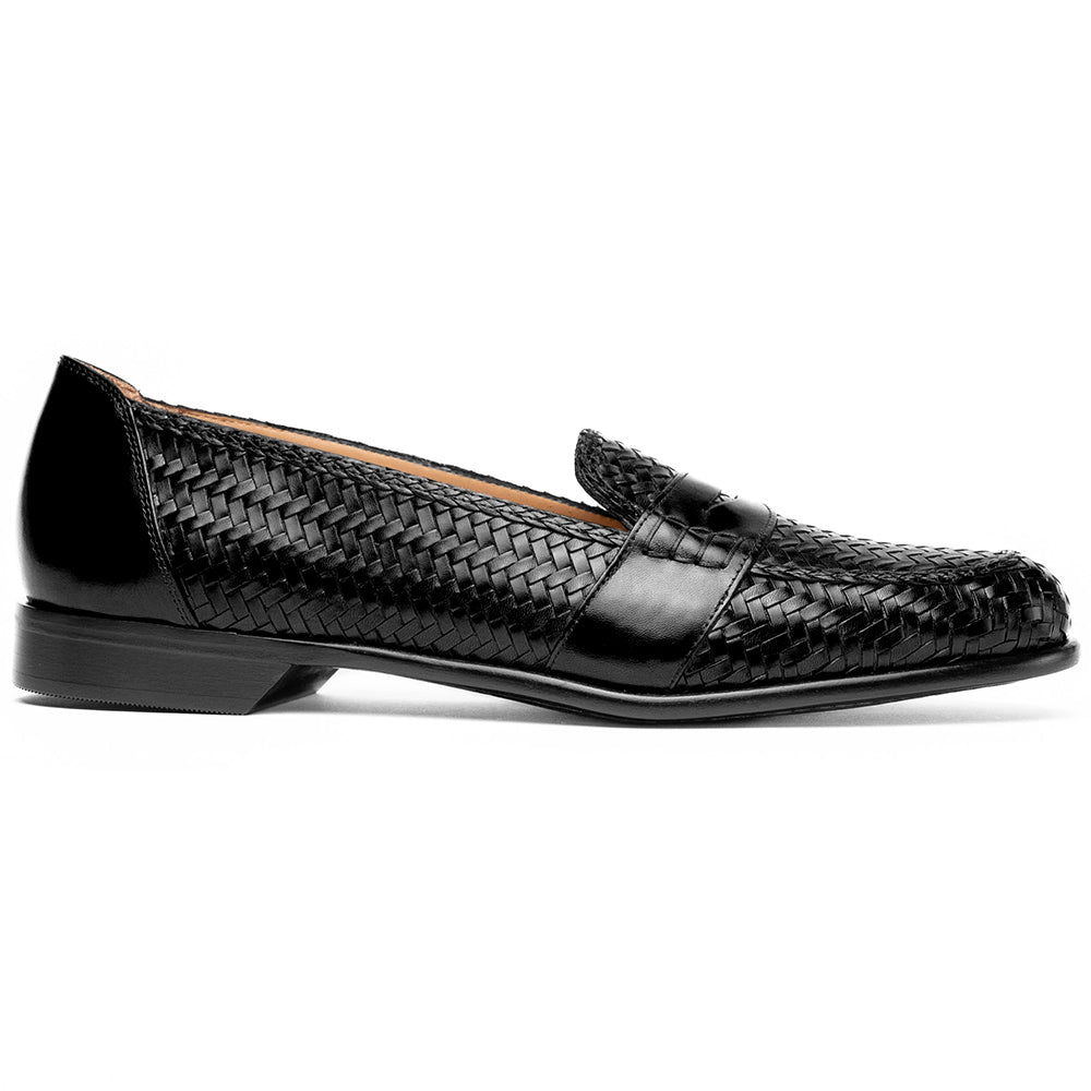 Zelli Nicola Woven Calfskin Penny Loafers Black (15-585-BLK)