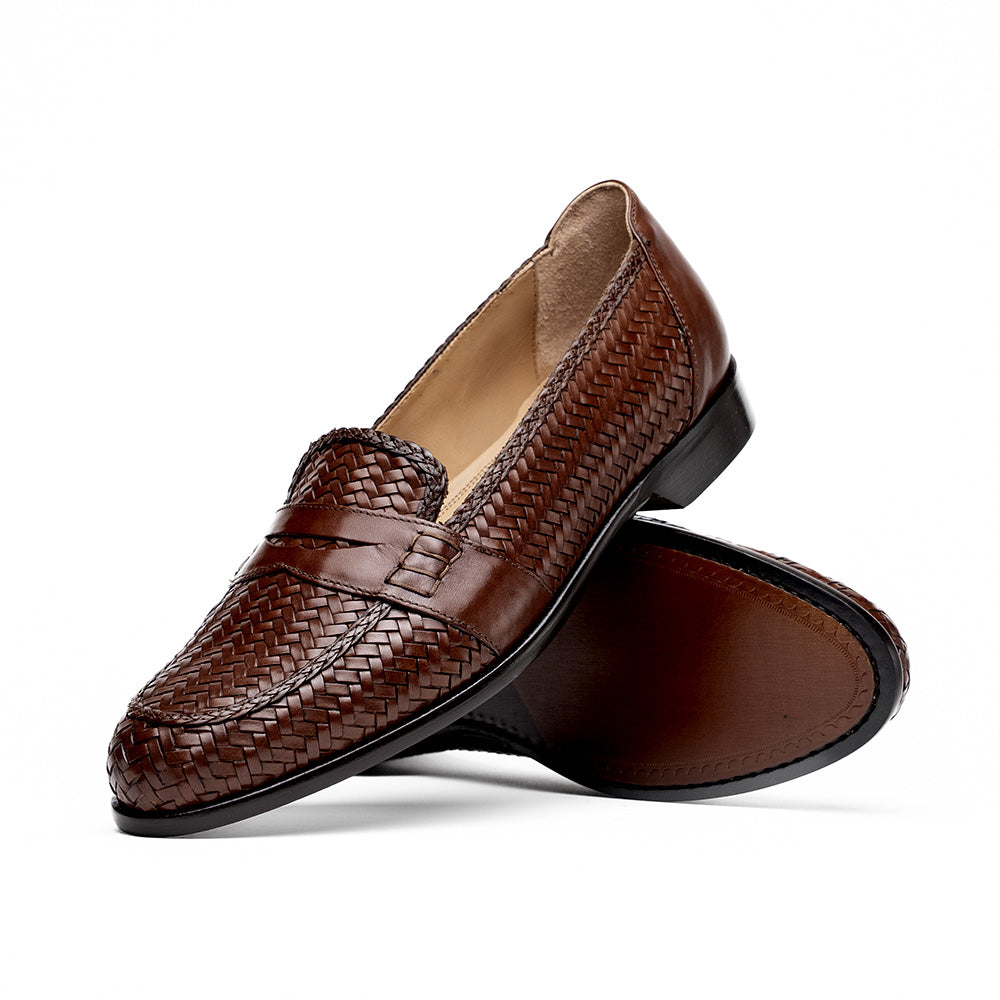 Zelli Nicola Woven Loafers Dark Brown | MensDesignerShoe.com